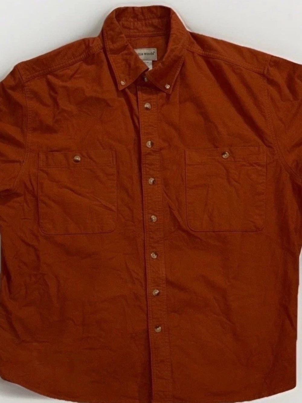 Scandia Woods Men's Button-Down Flannel Chamois Shirt in Rust Orange